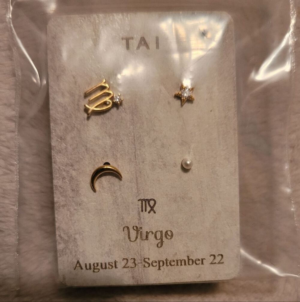TAI Constellation Zodiac Sign Virgo Stud Pack Earrings Astrological Gift New